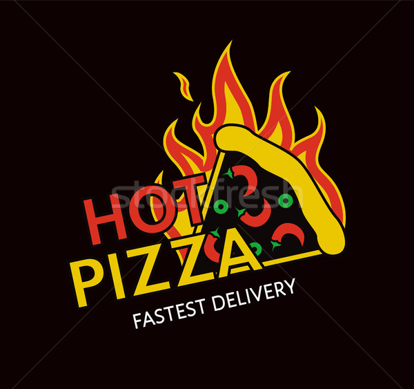 Hot Pizza Fastest Delivery Promotional Emblem Stock photo © robuart