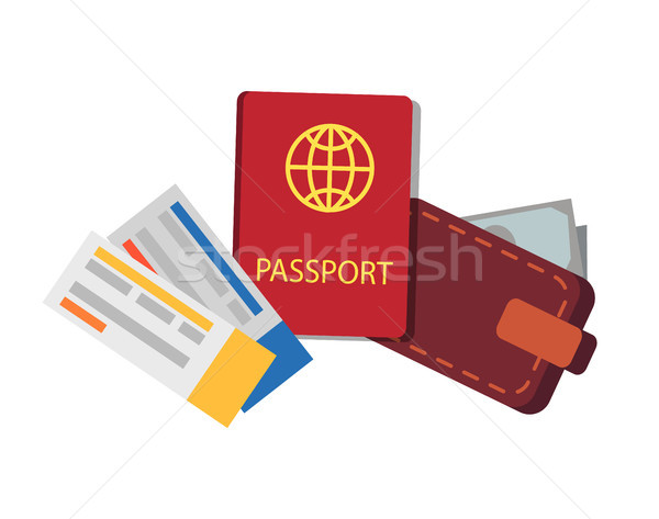 Pasaport bilet toplama cüzdan Stok fotoğraf © robuart