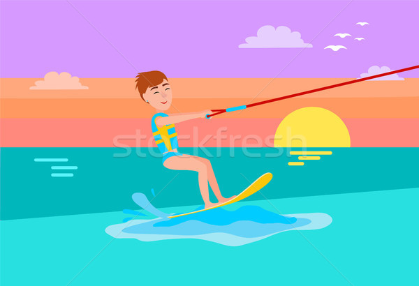 Kitesurfing Summer Sport Happy Boy, Smile on Face Stock photo © robuart