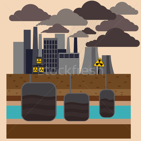 Kraftwerk Rauch städtischen Stadtbild Karikatur Stil Stock foto © robuart