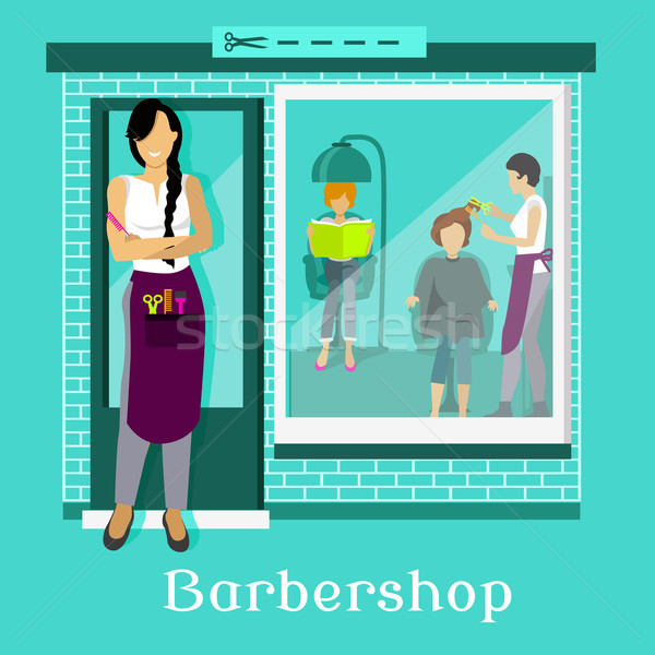 Barbershop Facade with Customers Stock photo © robuart