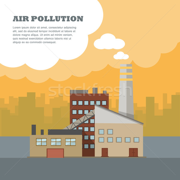 Air Pollution Banner. Factory with Smog Pipes Stock photo © robuart