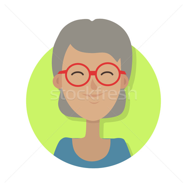 Kalap izolált öregasszony mosolyog piros szemüveg Stock fotó © robuart