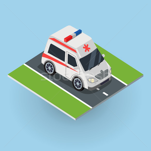 Ambulance Car on the Road. Top View Stock photo © robuart