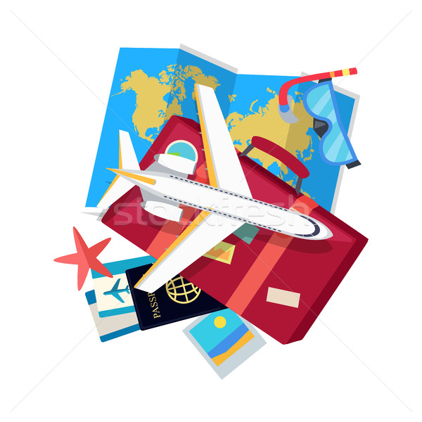 Férias estilo vetor teia bandeira aeronave Foto stock © robuart