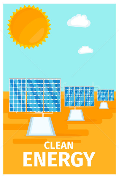Clean Energy Poster with Solar System Batteries Stock photo © robuart
