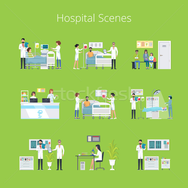 Hospital Scenes and Services Vector Illustration Stock photo © robuart