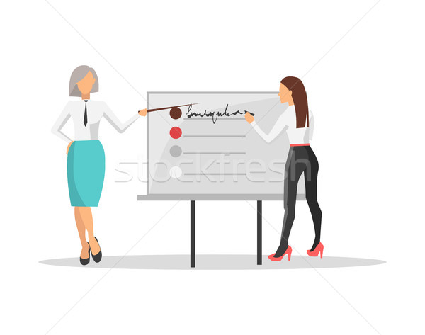 Business Train and Two Women Vector Illustration Stock photo © robuart