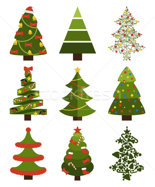 Big Set Christmas Tree Symbols With Without Decor Stock photo © robuart