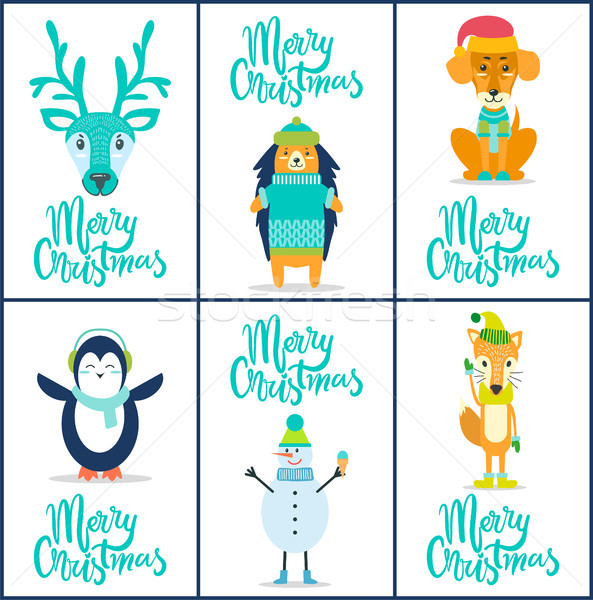 Merry Christmas Reindeer on Vector Illustration Stock photo © robuart