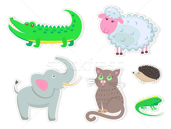 Cartoon Animals Stickers Isolated Illustrations Stock photo © robuart