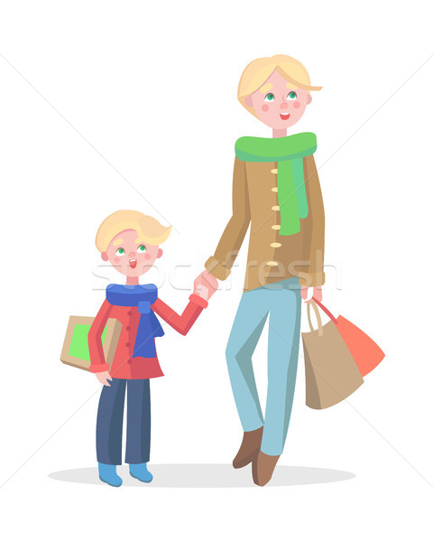 Family Shopping Cartoon Flat Vector Concept Stock photo © robuart