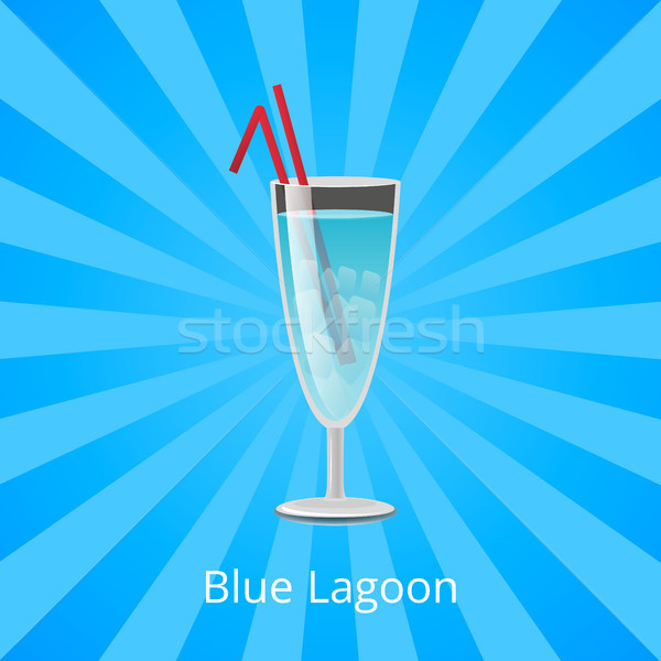 Stock photo: Blue Lagoon Drink with Two Straws, Cocktail Mint