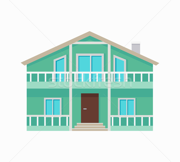 Residential Cottage with Terrace in Green Colors Stock photo © robuart