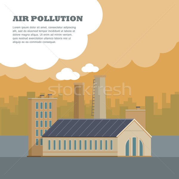 Air Pollution Banner. Factory with Smog Pipes Stock photo © robuart