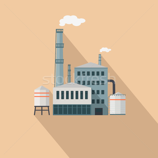 ストックフォト: 工場 · 長い · 影 · スタイル · メーカー · 産業