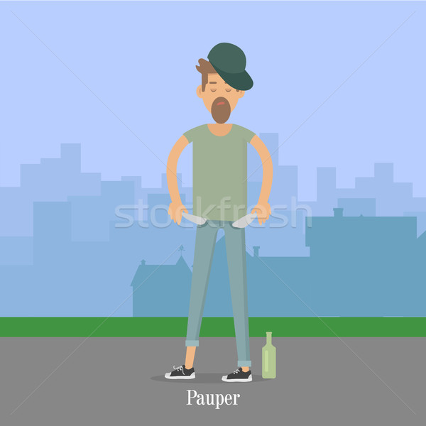 Pauper Men with Empty Pockets in City Park. Stock photo © robuart