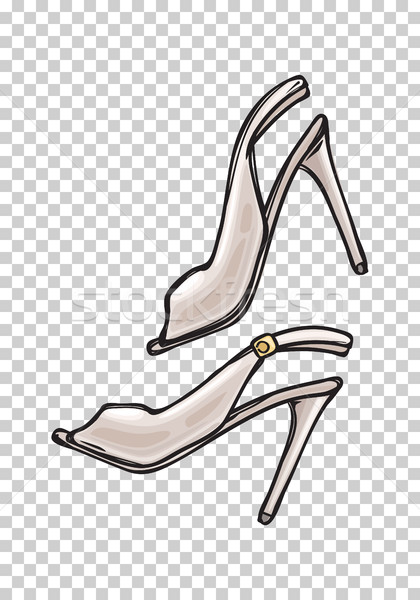 Stock photo: Women s Shoes with Open Toe in Cartoon Art Style