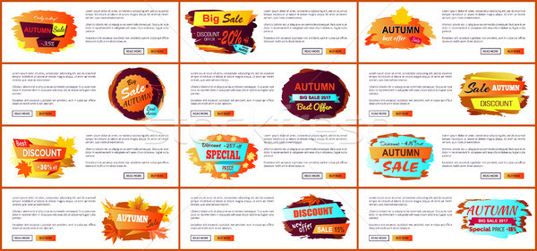 Big Set of Fall Autumn Sale Web Posters Promo Ads Stock photo © robuart