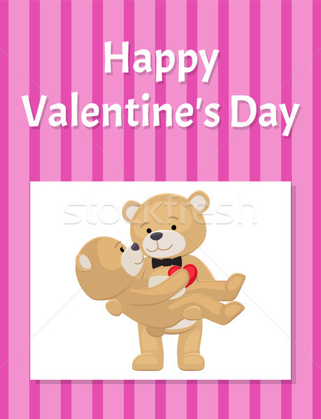 Happy Valentines Day Poster Teddy Bears Couple Stock photo © robuart