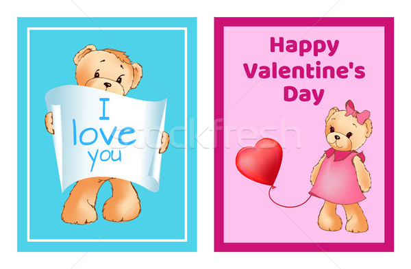 Stockfoto: Liefde · me · teddyberen · vector · hart · teken