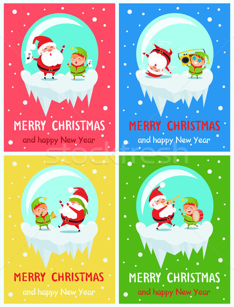 Merry Christmas and Happy New Year Greeting Cards Stock photo © robuart