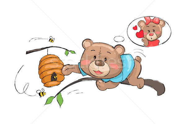 Male Bear Going Take Honey from Hive Full of Bees Stock photo © robuart