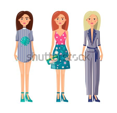 Group Women in Summer Mode Collection Cloth Set Stock photo © robuart