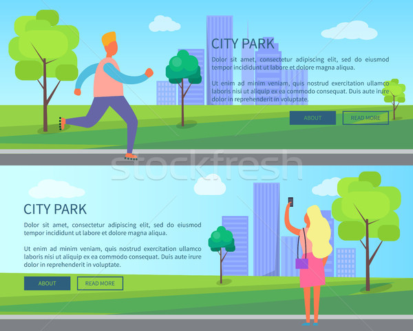 City Park Set of Posters Depicting Male and Female Stock photo © robuart