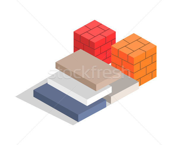 Red and Orange Bricks, Varied Blocks Collection Stock photo © robuart