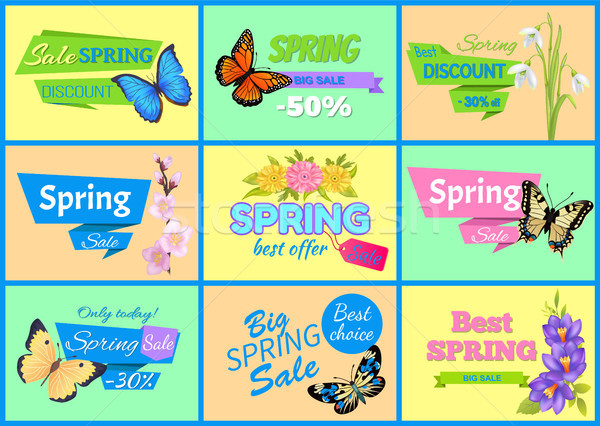 Best Spring Big Sale Banners Vector Illustration Stock photo © robuart