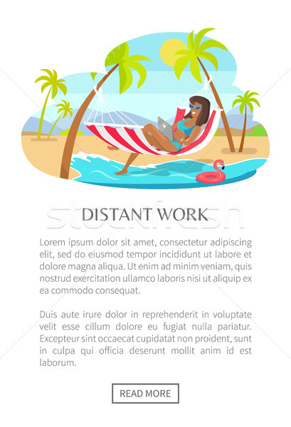 Distant Work Web Poster Woman Lying on Hammock Stock photo © robuart