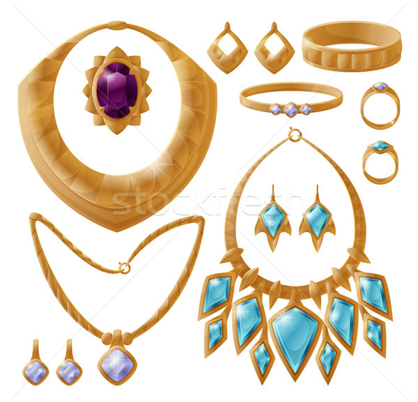 [[stock_photo]]: Bracelet · or · bijoux · pierres · broche