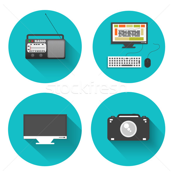 Сток-фото: радио · контроля · компьютер · набор · камеры · дизайна