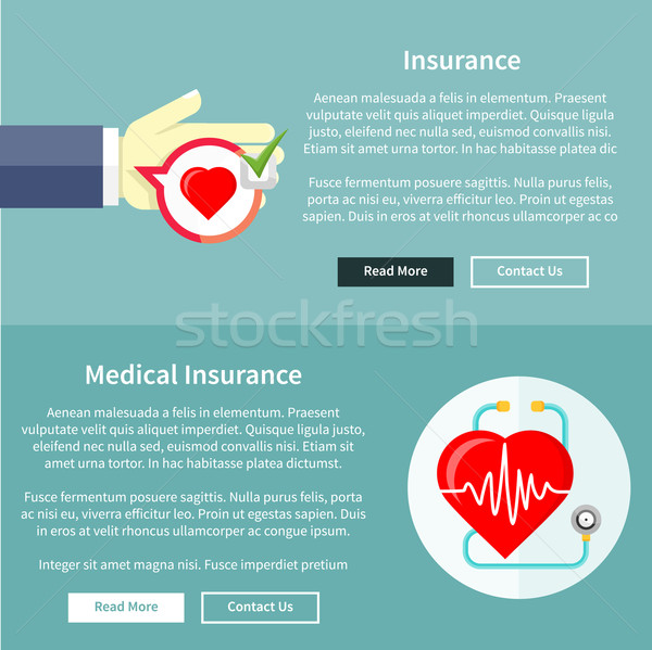 медицинской Медицинское страхование стиль Баннеры текста Кнопки Сток-фото © robuart