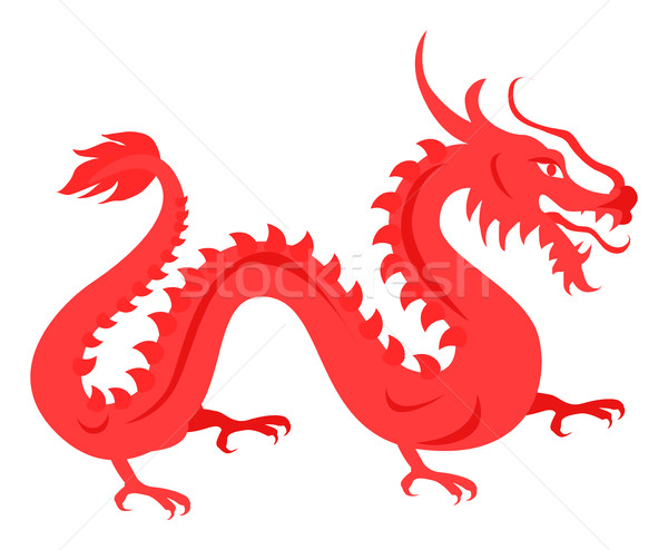 Isolated Red Dragon on White. Chinese Symbol. Stock photo © robuart