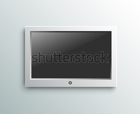 Televizor mare plasmă ecran izolat alb Imagine de stoc © robuart