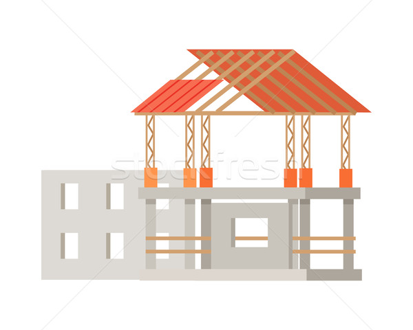 Stock photo: Building Construction Process of Cottage House.