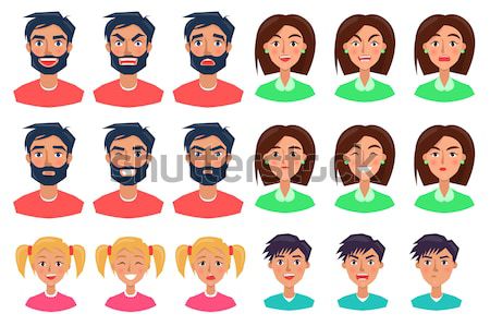 Icons Set with Smiling People of Different Age Stock photo © robuart