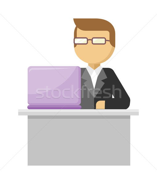 Working Person Web Banner. Man Work with Notebook Stock photo © robuart