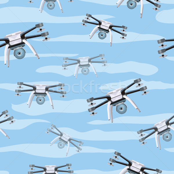 Flying Drones Seamless Pattern Vector Illustration Stock photo © robuart