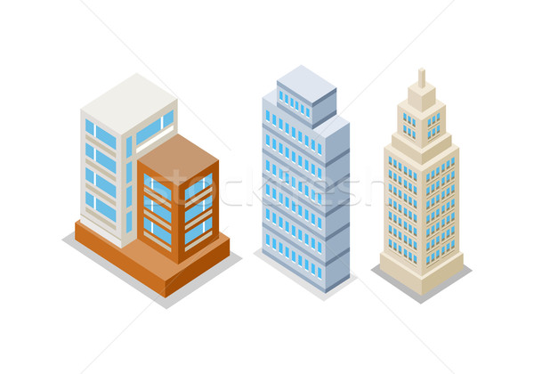 Szett modern lakás épületek építészet ikon Stock fotó © robuart