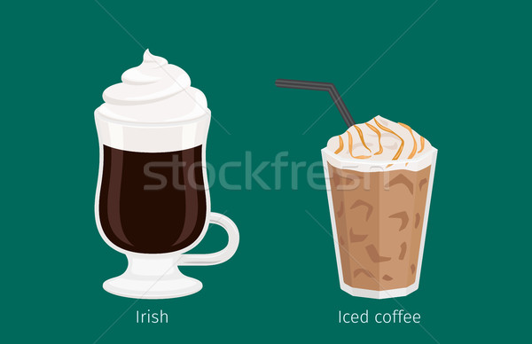 Stockfoto: Ierse · koffie · dranken · cartoon · illustratie