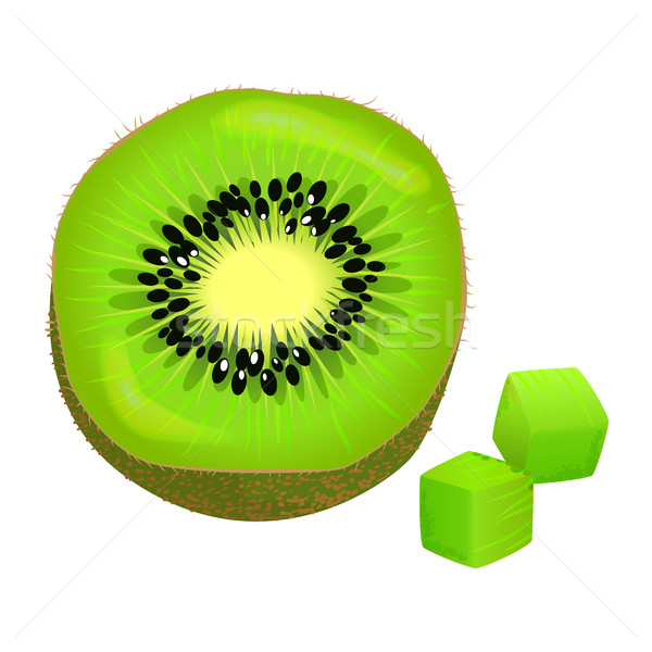 Sliced on Half and Diced Kiwi Vector Illustration Stock photo © robuart