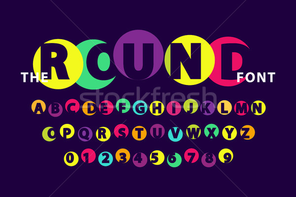 Colorful Round Font Illustration on Dark Purple Stock photo © robuart