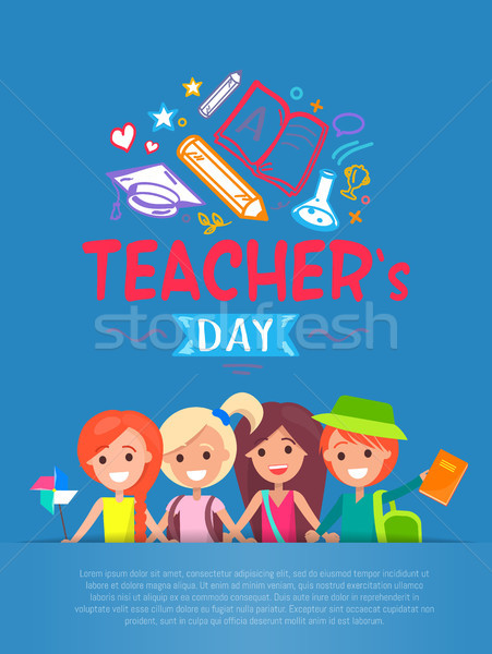 Teachers Day Blue Placard Vector Illustration Stock photo © robuart