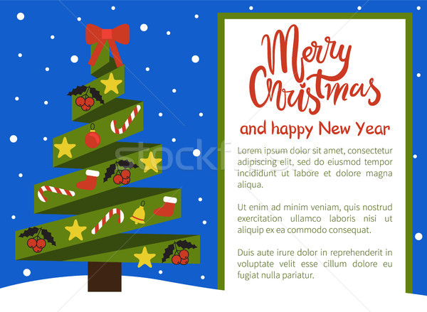 ストックフォト: 陽気な · クリスマス · 明けましておめでとうございます · ポスター · ツリー