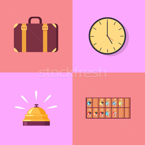 Arrival to Hotel Themed Isolated Illustrations Stock photo © robuart