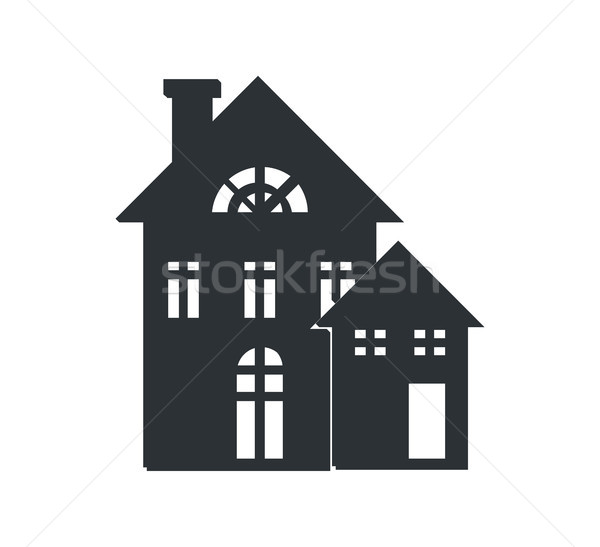 Rural Three Storey Building Black Silhouette Icon Stock photo © robuart