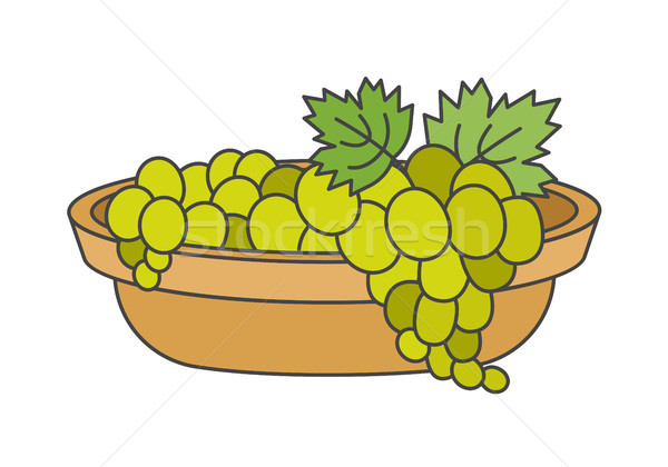 Clusters of Green Grapes in Beige Bowl Art Icon Stock photo © robuart